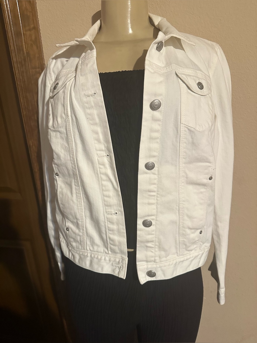 Banana Republic White Denim Jacket - Button-Front